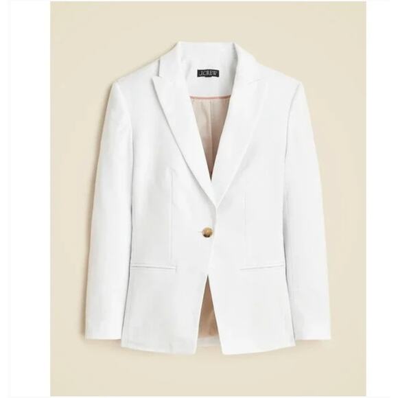 J Crew Alexandra Blazer 2 P2 2P White NWT Jacket Stretch Linen Prep CI487 J.Crew - Picture 1 of 5
